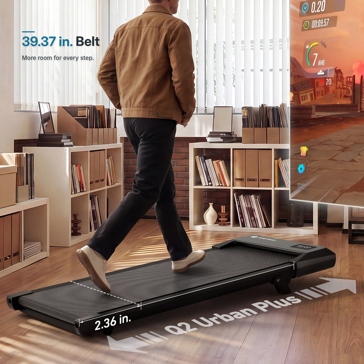DeerRun 2026 Q2 Urban Plus Smart Walking Pad with 7% Incline for Space-Saving Active Walking