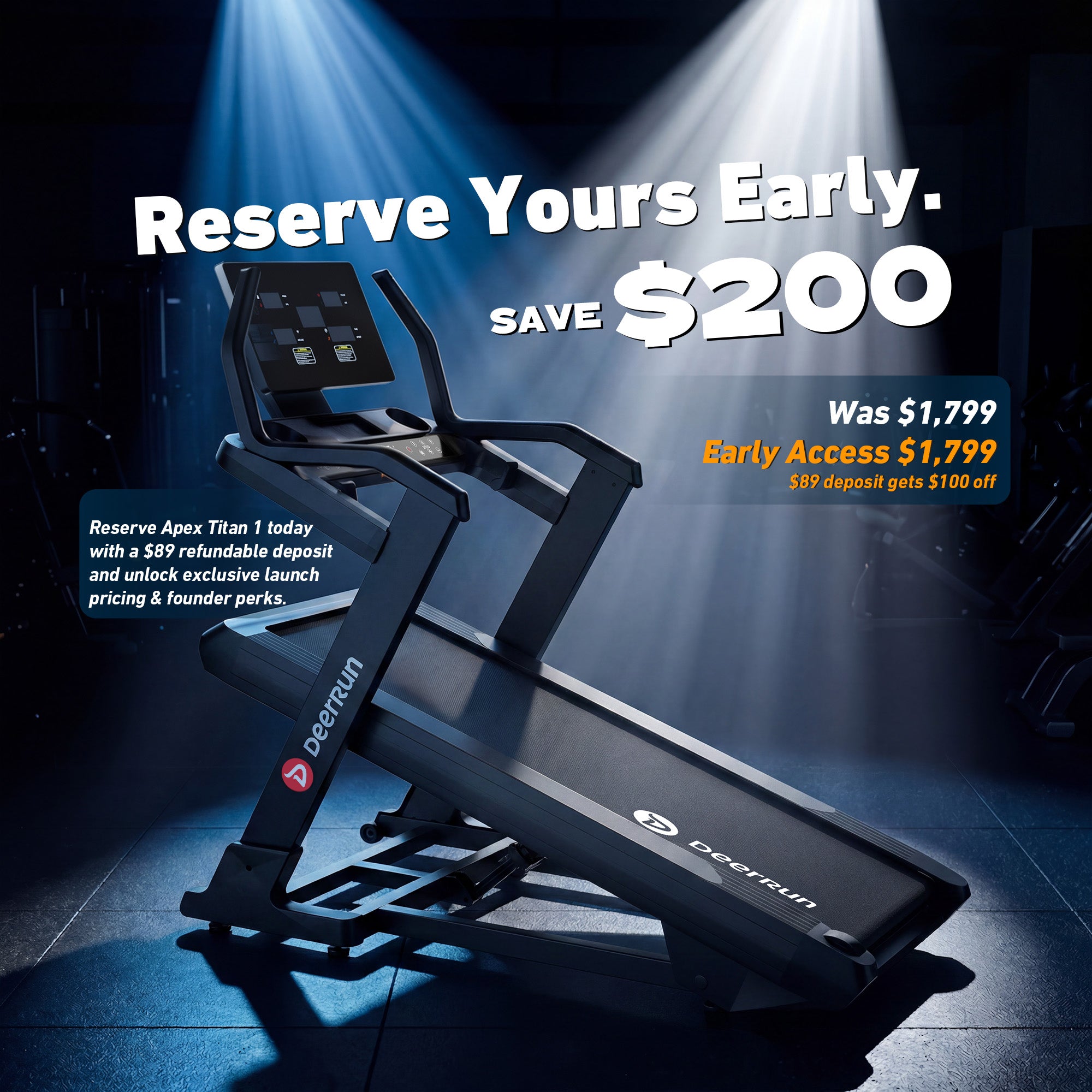 DeerRun Apex Titan 1 -6% Decline to 48% Incline Real Terrain Training Treadmill