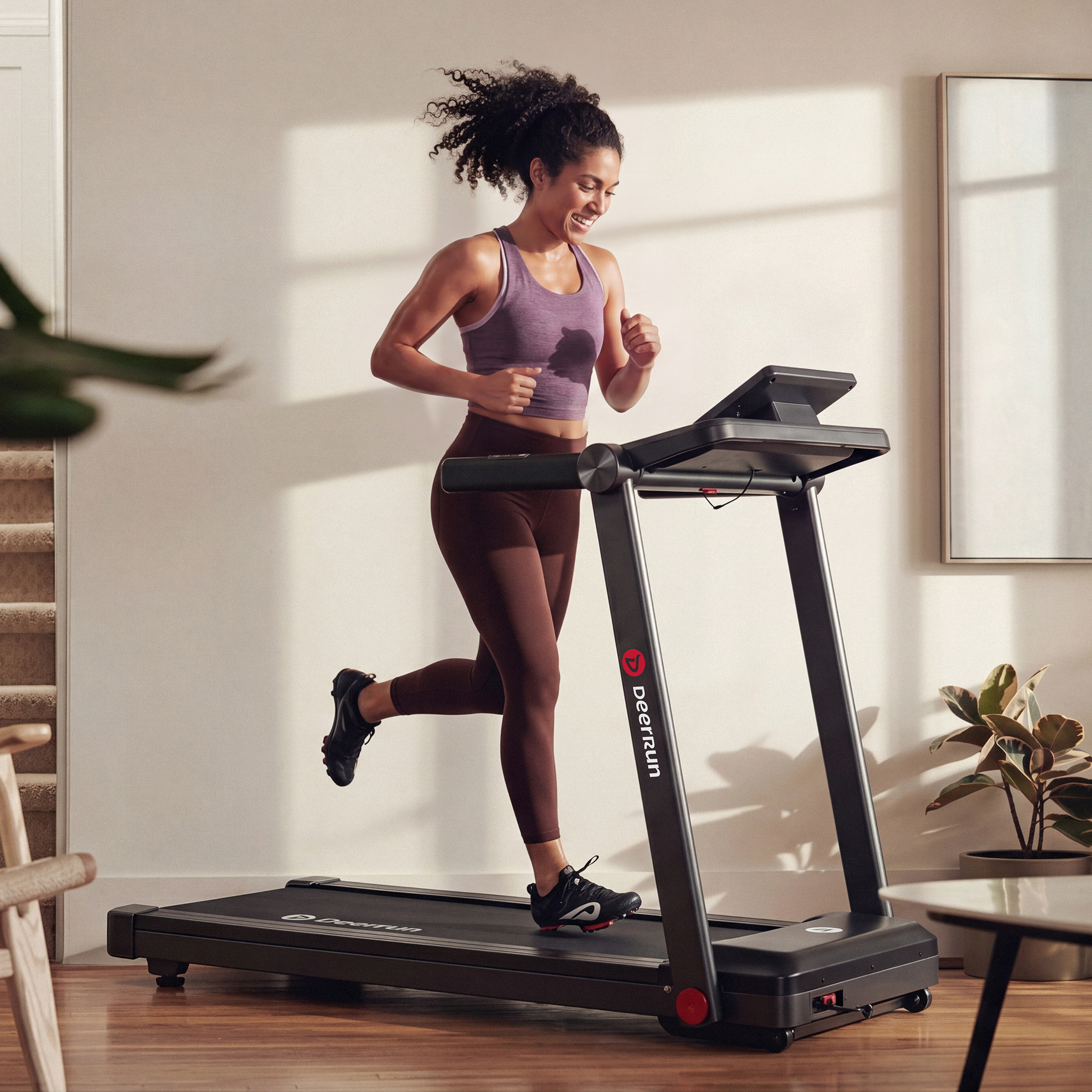 DeerRun Apex Flow 1 Foldable 15% Auto Incline Treadmill for Steady Home Running
