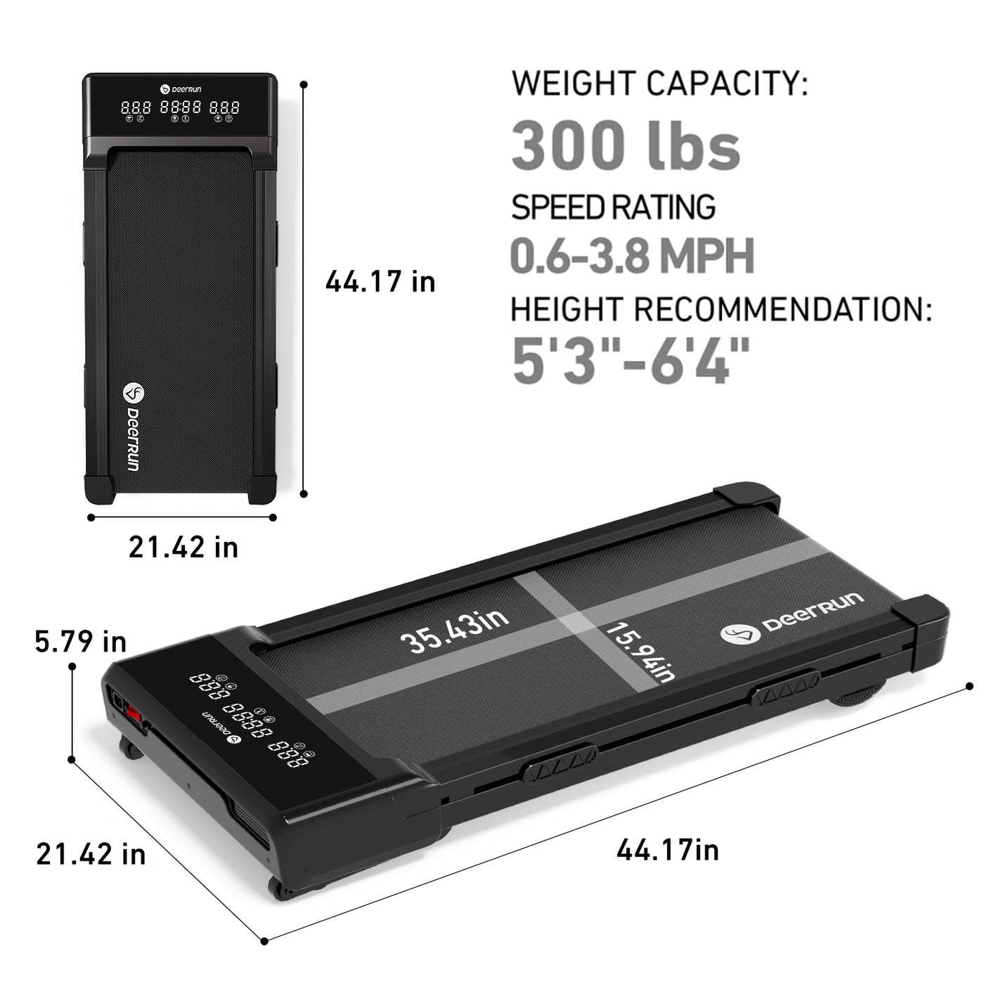 DeerRun Z10 Upgrade Full-screen Smart Walking Pad Treadmill with remote control 12% Auto Incline - Black, More Light, More Thin