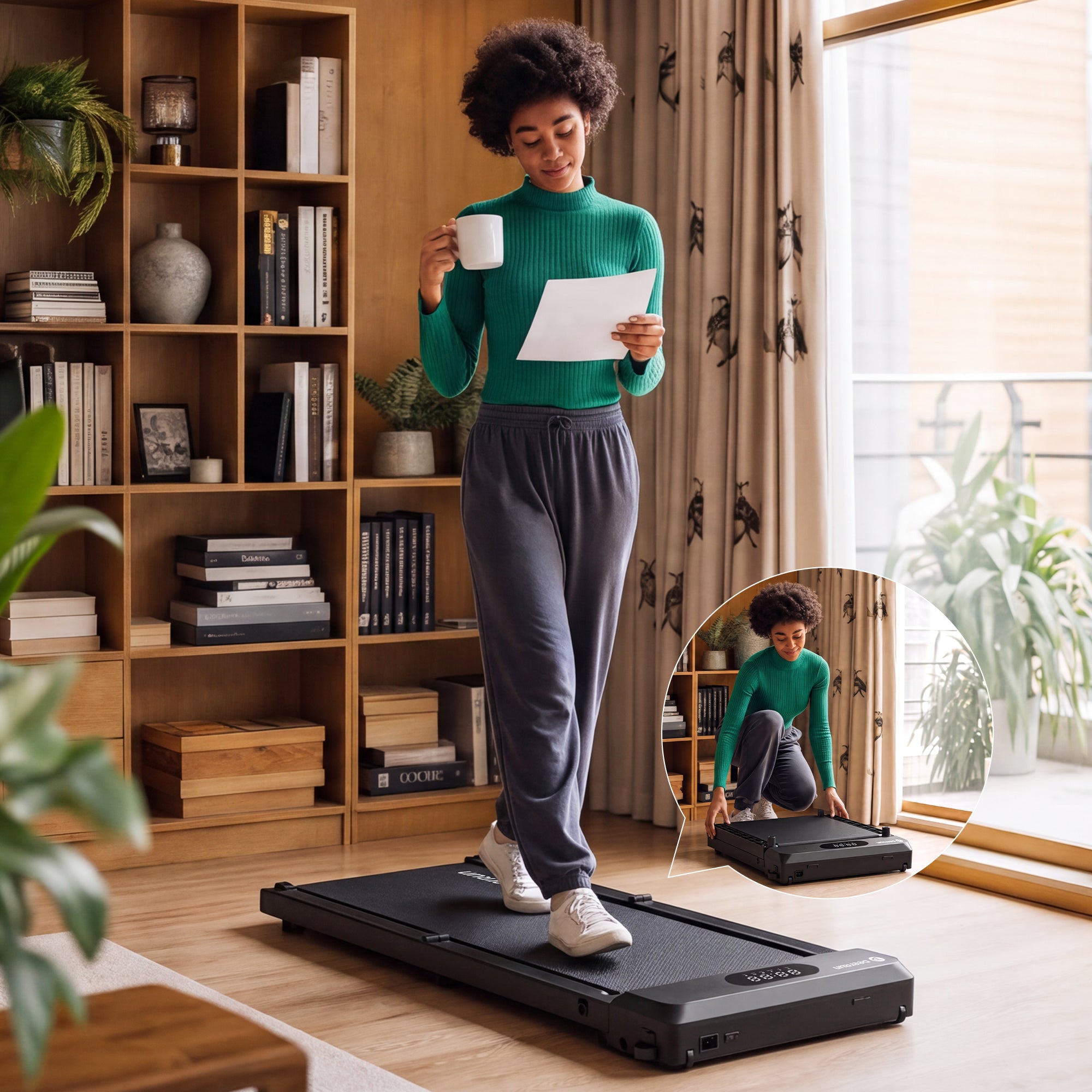 DeerRun Sleek Fold SE Fold-in-Half Walking Pad for Small Spaces