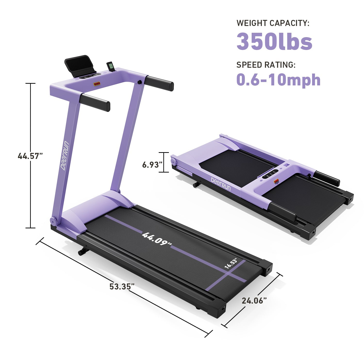 DeerRun All-New 2026 A1 Pro Move+ 6% Incline Foldable Treadmill——Upgraded Chip & NFC Support | 350 lbs, 10 mph Dreamy Violet