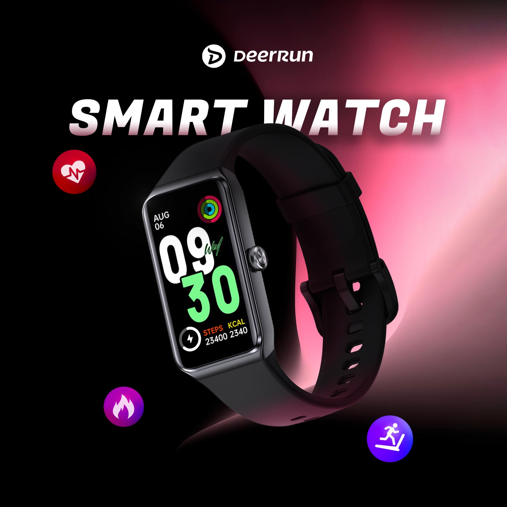 DeerRun® Fitness Smartwatch: Sync to App & Track Workouts