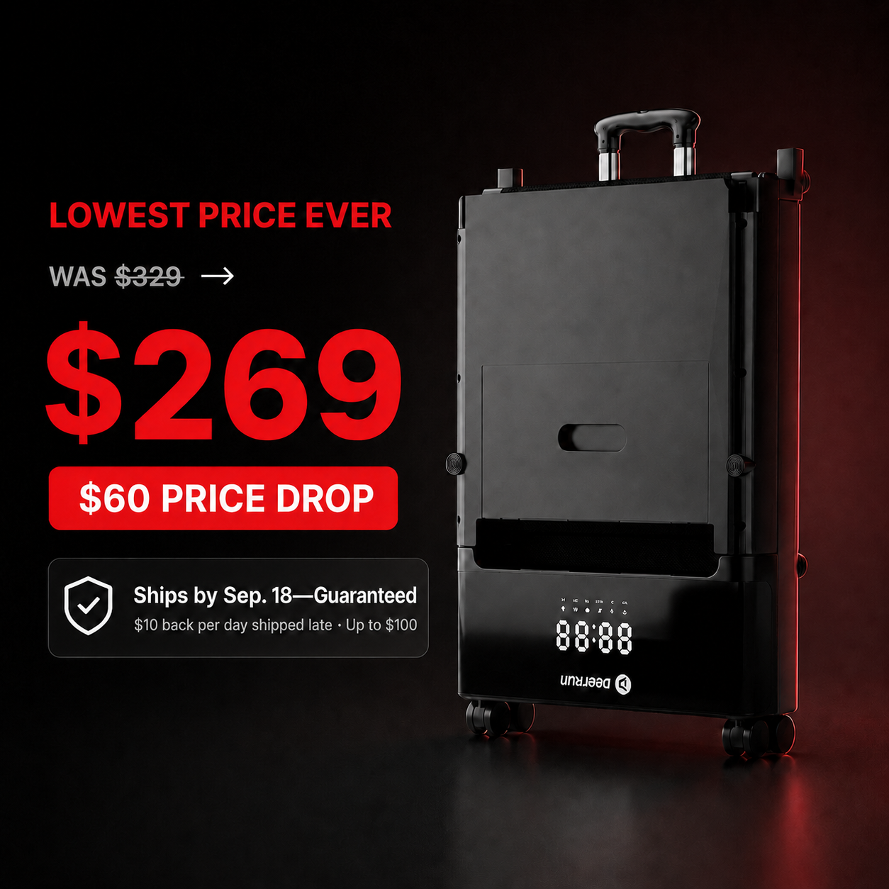 DeerRun Z20 Foldable Walking Pad Treadmill – Ultra Compact with LED Display