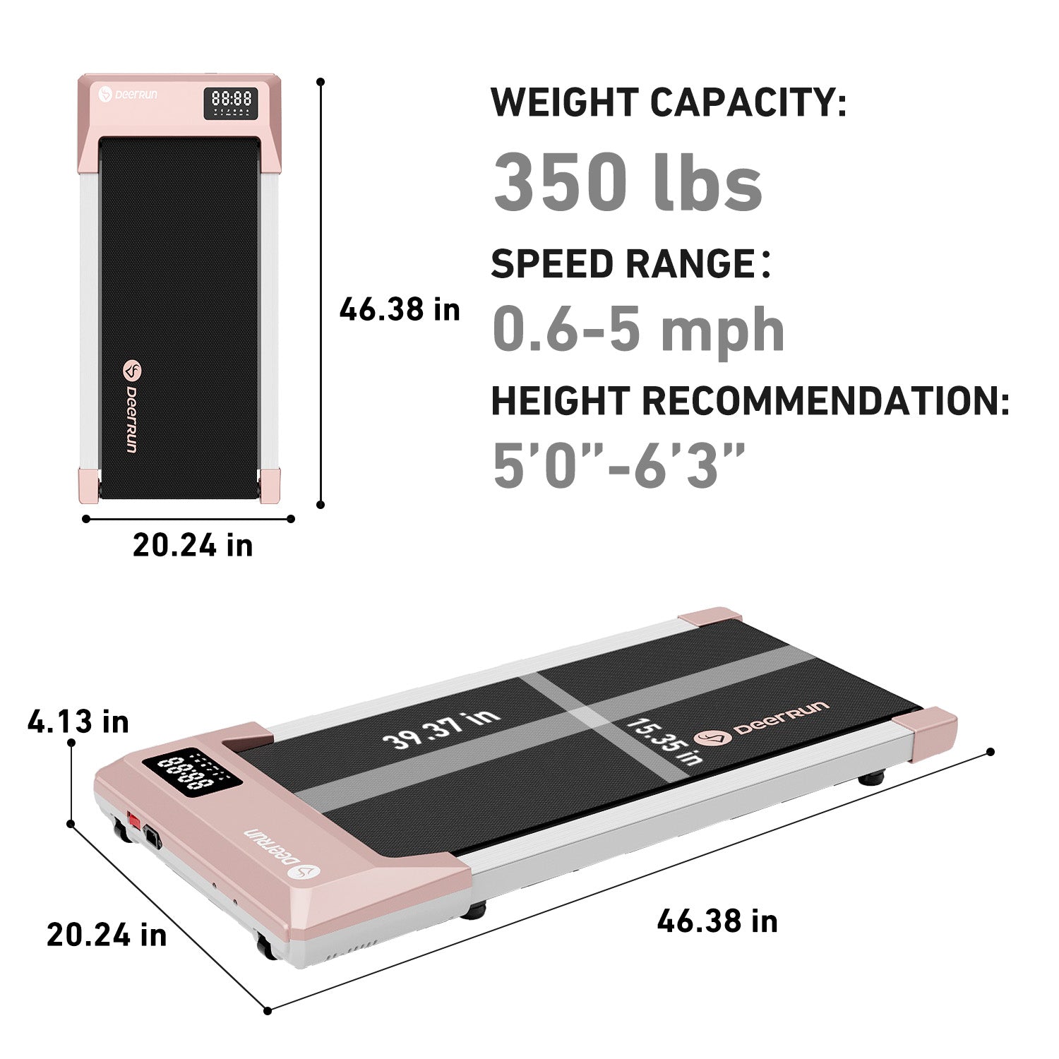 DeerRun Q1 Urban Plus Smart Walking pad Treadmill with Remote Control - 350 lbs