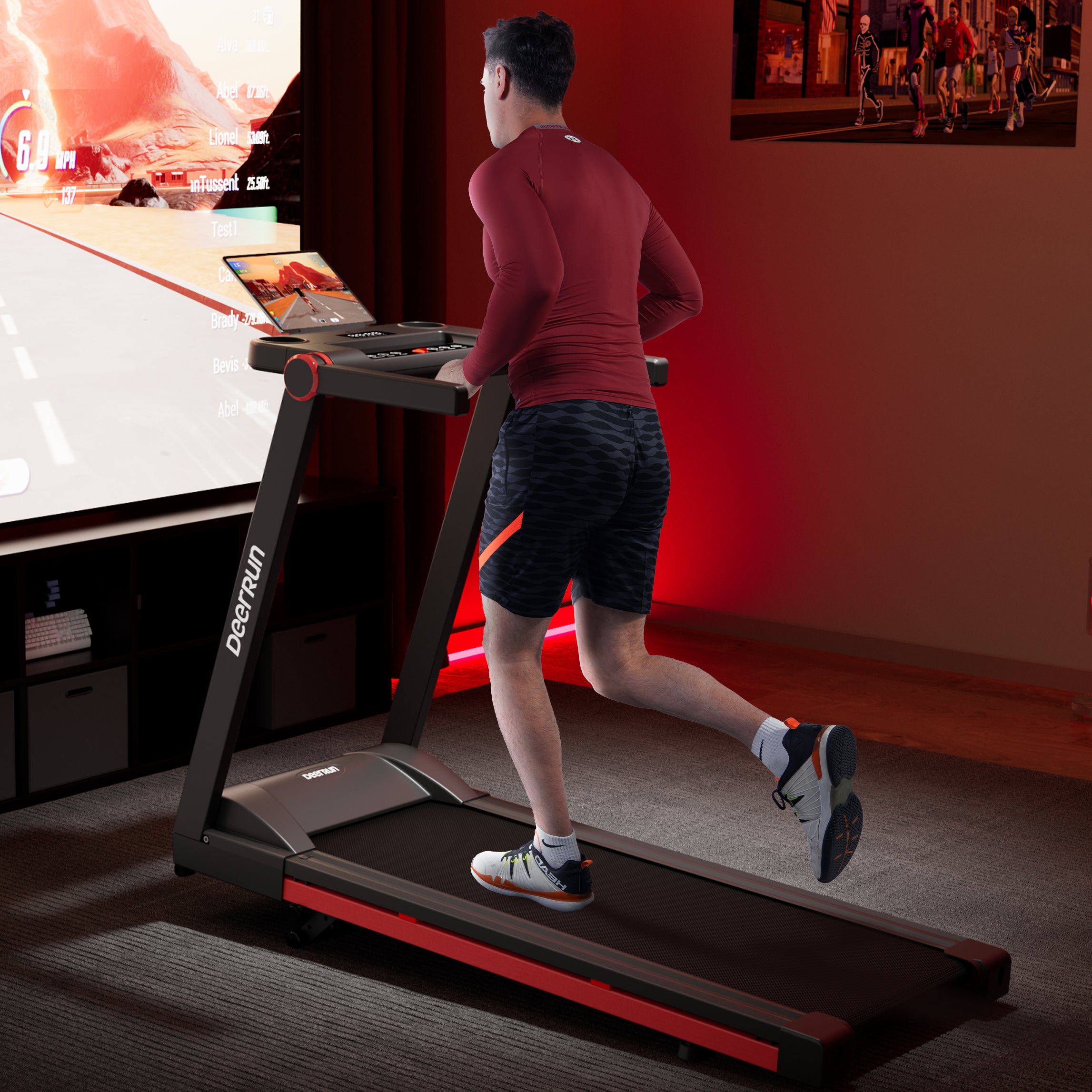DeerRun A1 Pro Move+  6% Incline Foldable Treadmill——2025 Upgraded Chip & NFC Support | 350Lbs, 10mph Black