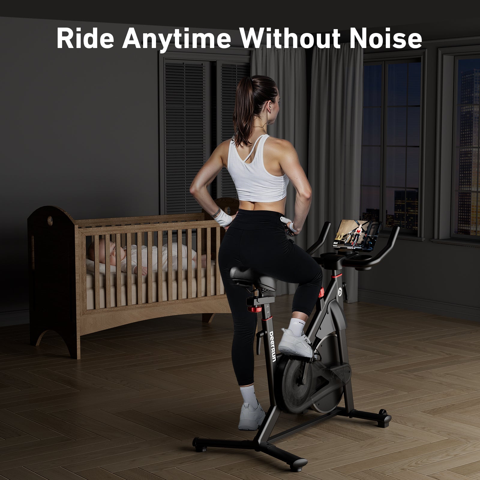indoor stationary bicycle DeerRun S500 Pro King Size Indoor Exercise Bike for Tall Riders 32 Magnetic Adjustable Resistance