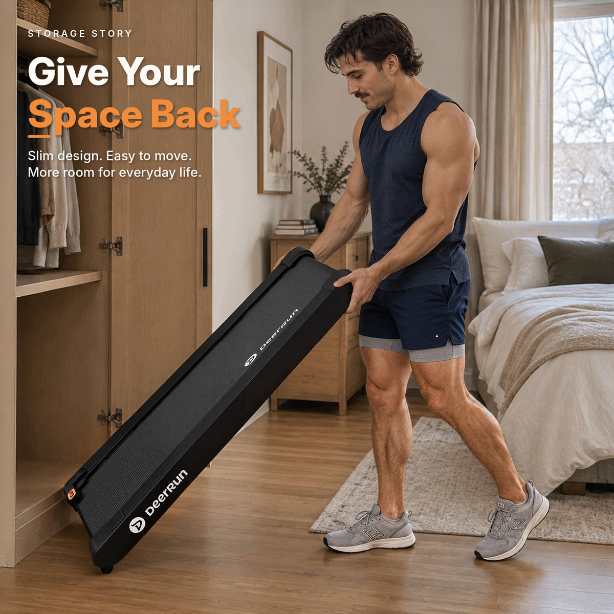 DeerRun Sleek Rise 1 22% Auto Incline Walking Pad for Cardio Training