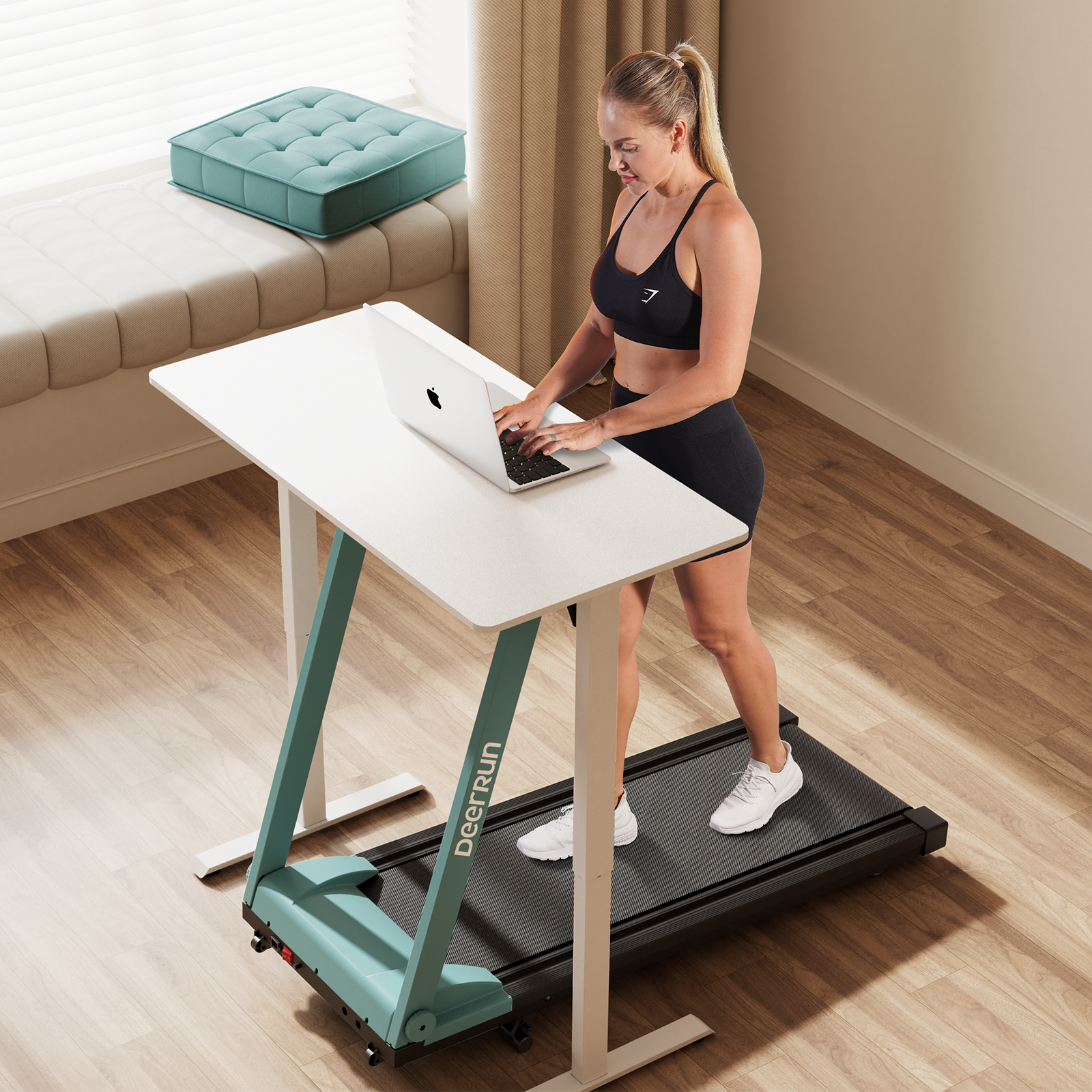 DeerRun A1 Pro Move+  6% Incline Foldable Treadmill——Upgraded Chip & NFC Support | 350Lbs, 10mph Mint Green