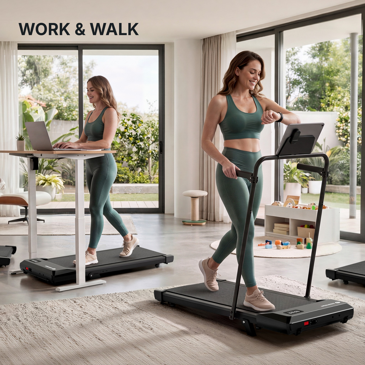 DeerRun Q2 Urban 7% Incline Walking Pad with Handrail