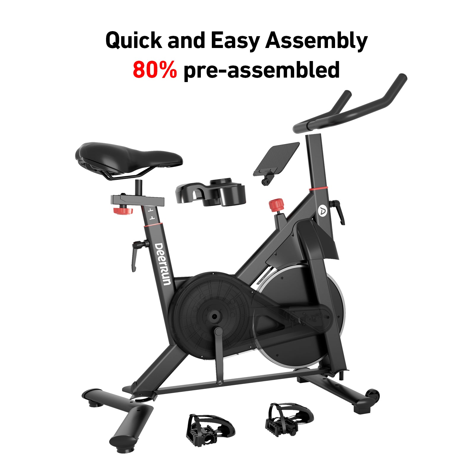 DeerRun S500 Pro King Size Indoor Exercise Bike for Tall Riders 32 Magnetic Adjustable Resistance, LED Screen