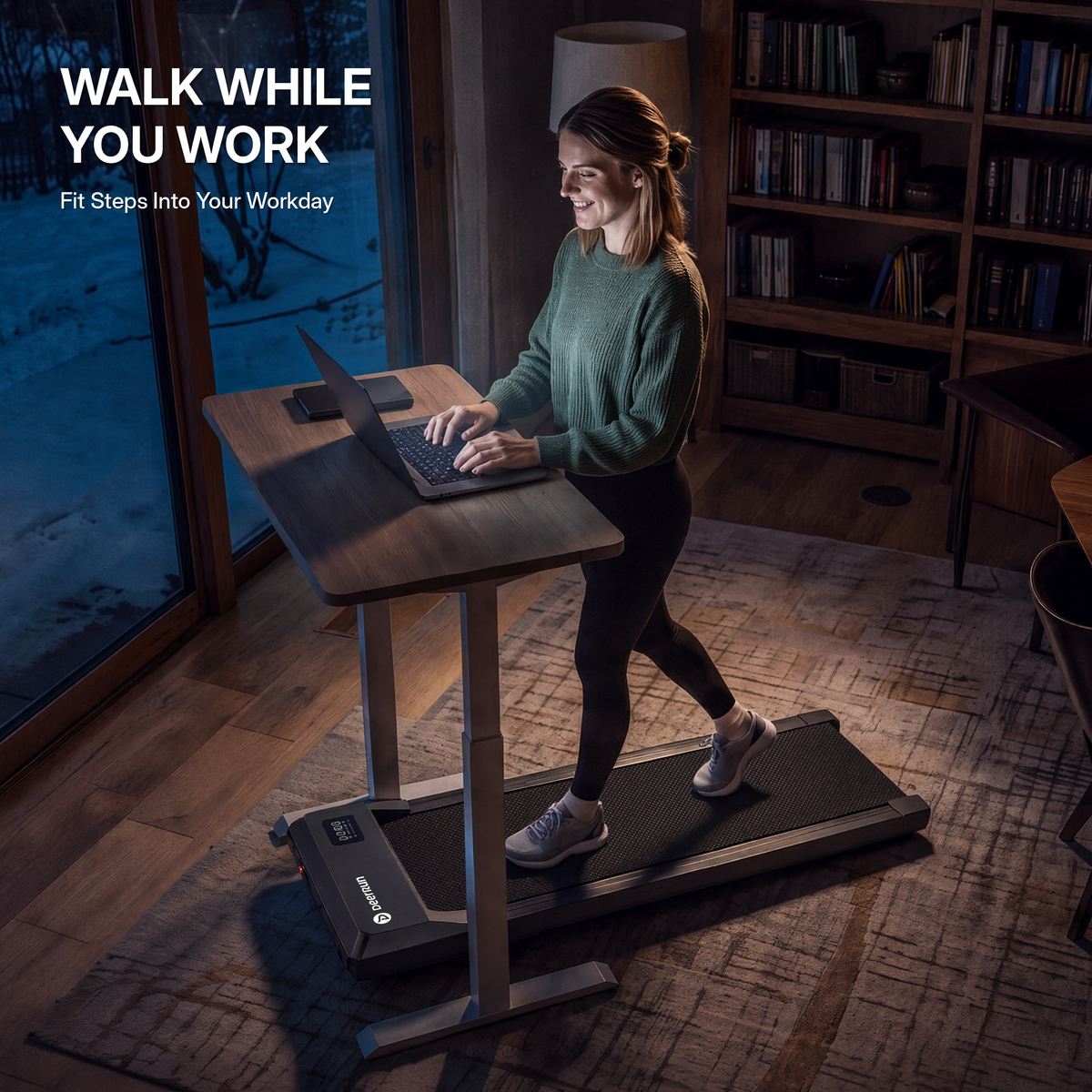 DeerRun Q2 Urban 7% Incline Under-desk Walking Pad with Smart Control | Black