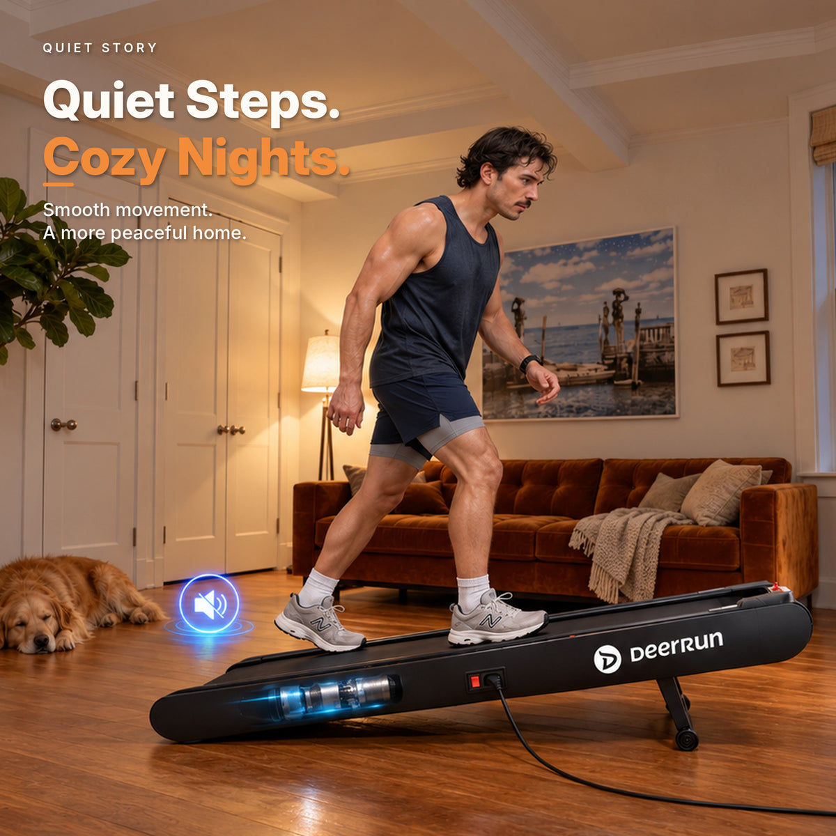 DeerRun Sleek Rise 1 22% Auto Incline Walking Pad for Cardio Training