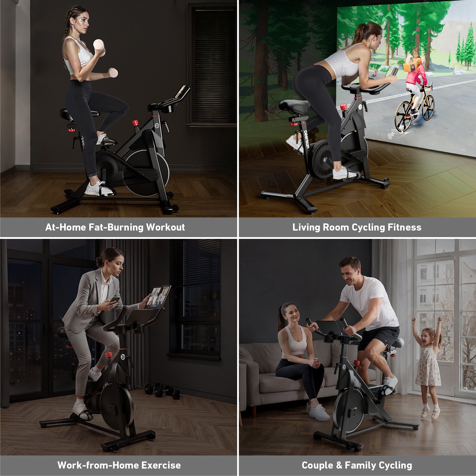 DeerRun S500 Pro King Size Indoor Exercise Bike for Tall Riders 32 Magnetic Adjustable Resistance, LED Screen