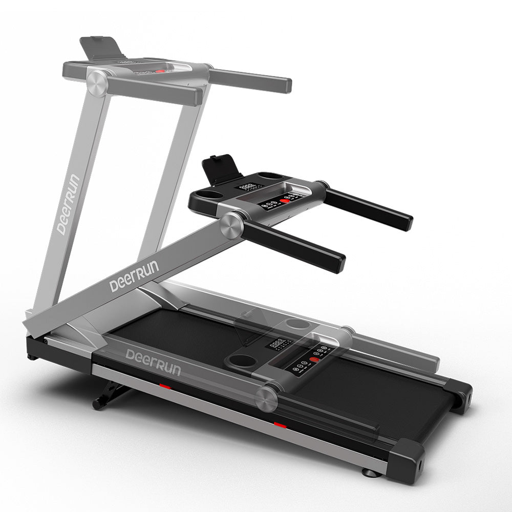 DeerRun A1 Pro Folding Smart Treadmill with 6% Incline Silver - 10 MPH, 350 lbs