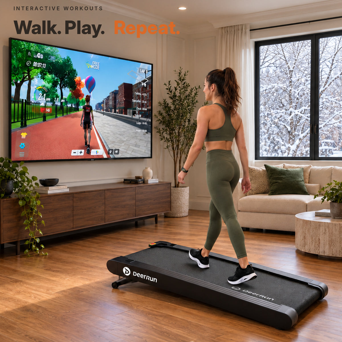 DeerRun Sleek Rise 1 22% Auto Incline Walking Pad for Cardio Training