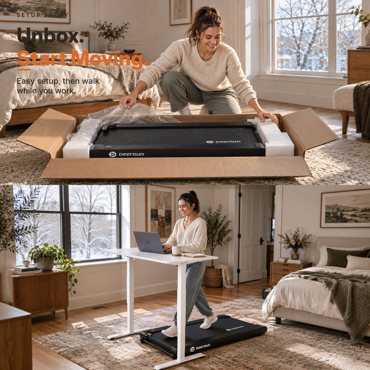 DeerRun Sleek Rise 1 22% Auto Incline Walking Pad for Cardio Training