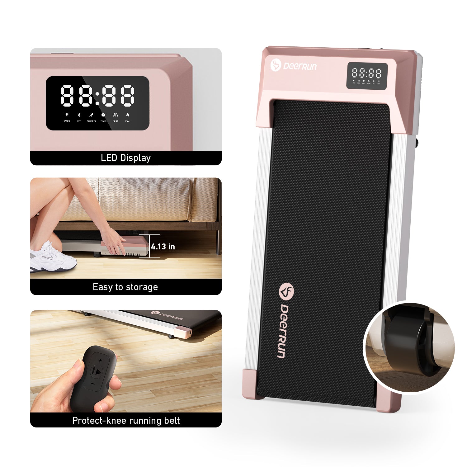 DeerRun Q1 Urban Plus Smart Walking pad Treadmill with Remote Control - 350 Lbs