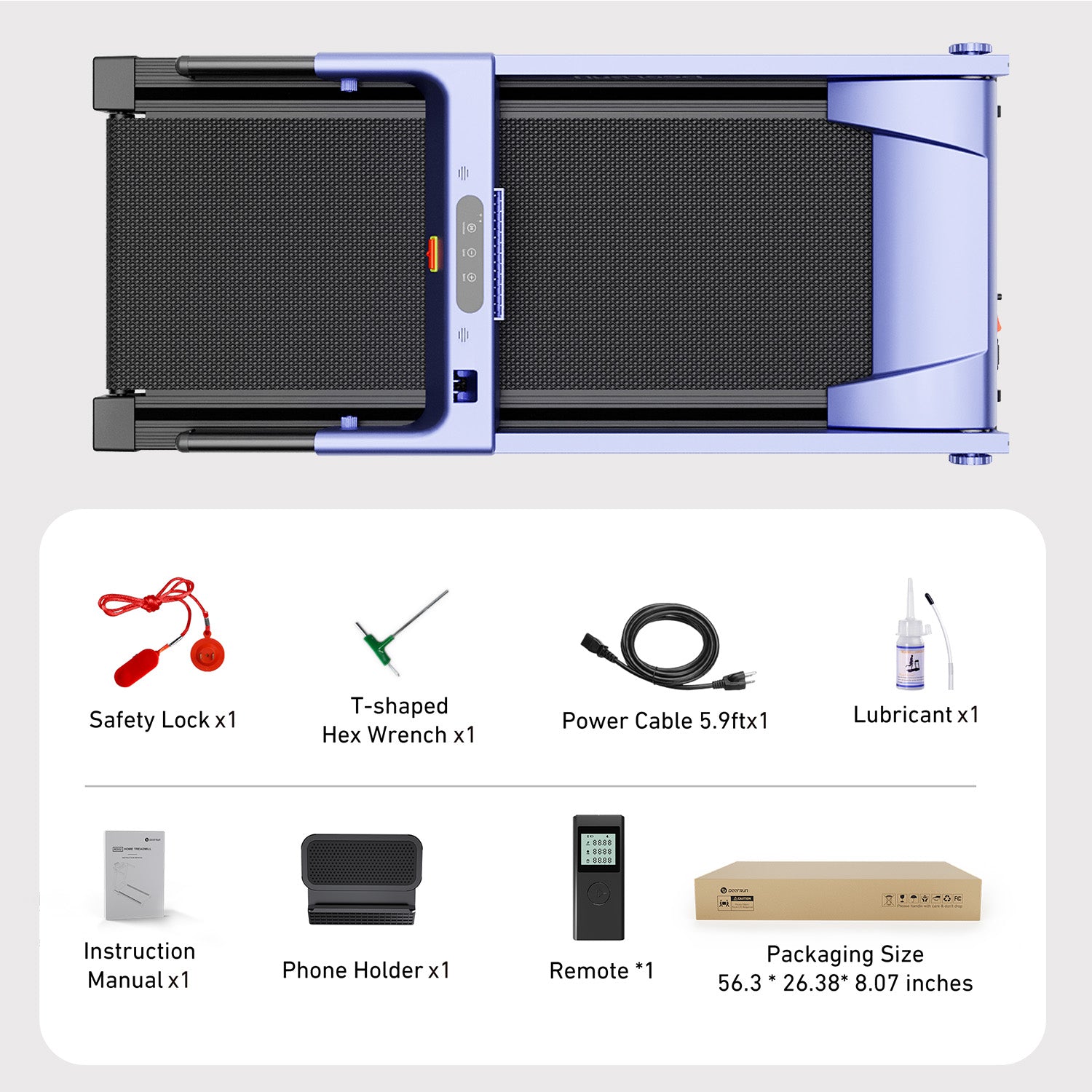 DeerRun A1 Pro Move+  6% Incline Foldable Treadmill——Upgraded Chip & NFC Support | 350Lbs, 10mph Blue