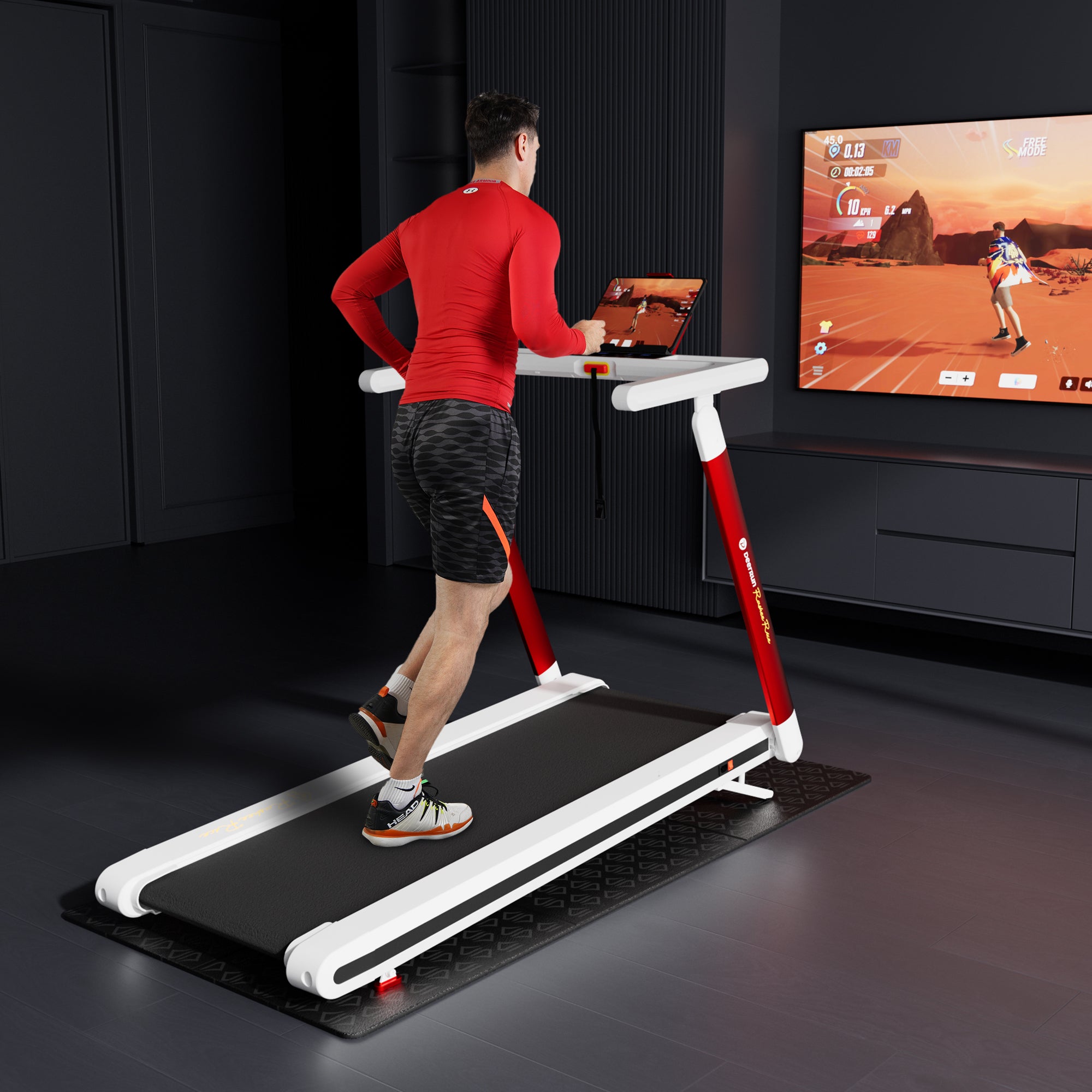 DEERRUN x RASHEE RICE COLLABORATION X20 Treadmill with 15% Auto Incline Full Running Deck Treadmill Support Bluetooth & Remote Wireless Control