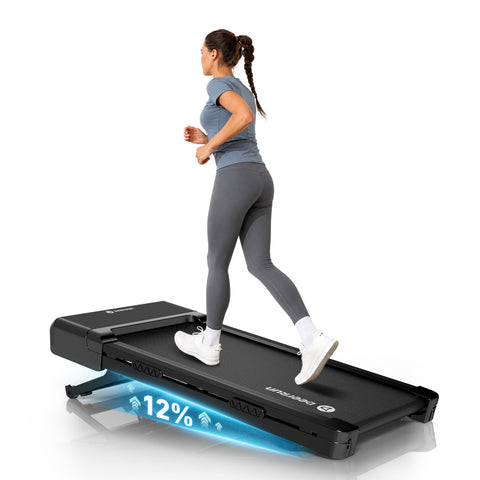 DeerRun Z10 Upgrade Full-screen Smart Walking Pad Treadmill with remote control 12% Auto Incline - Black, More Light, More Thin
