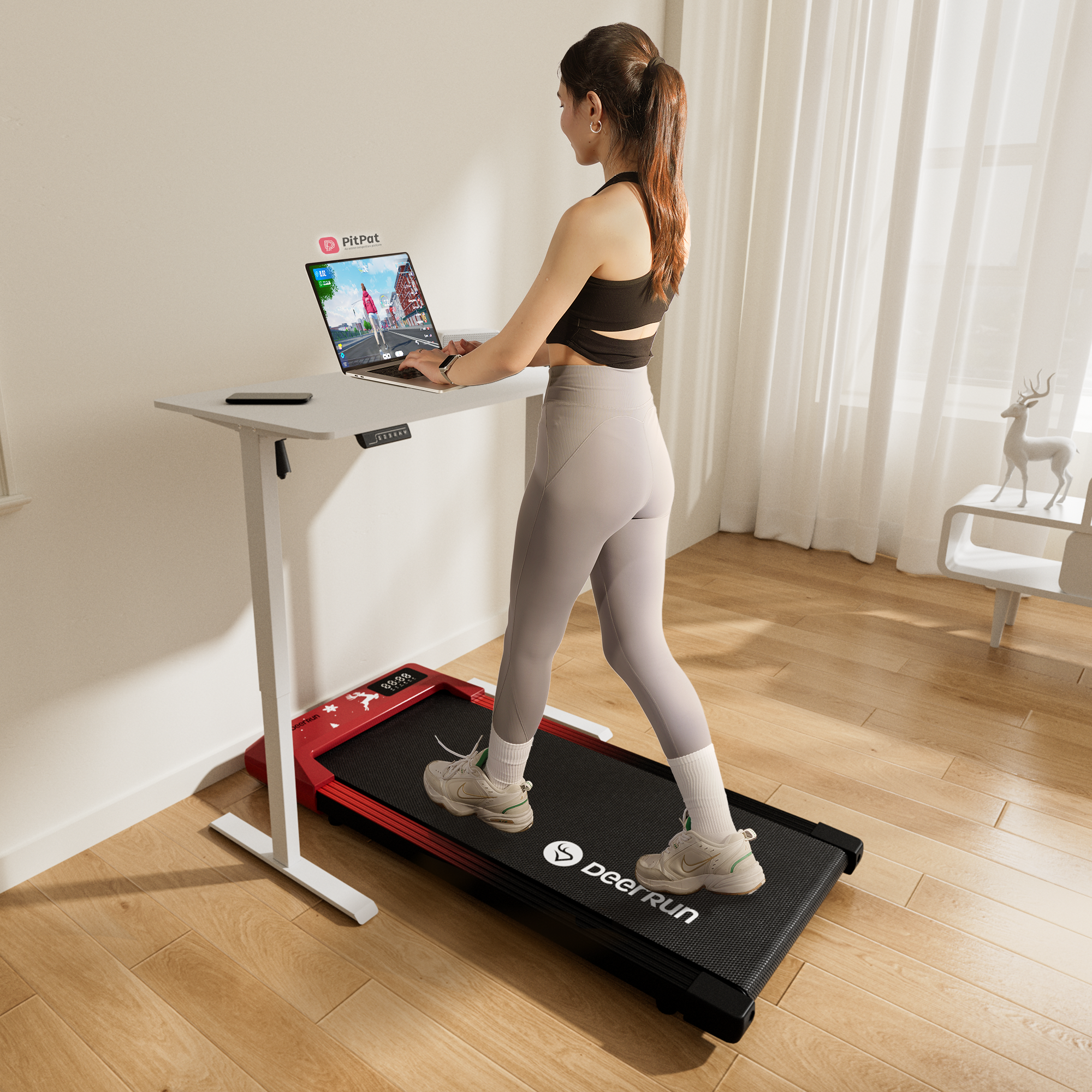 DeerRun Brand Red Under Desk Limited Edition Treadmill with Remote Control - Only Sold on Official Store