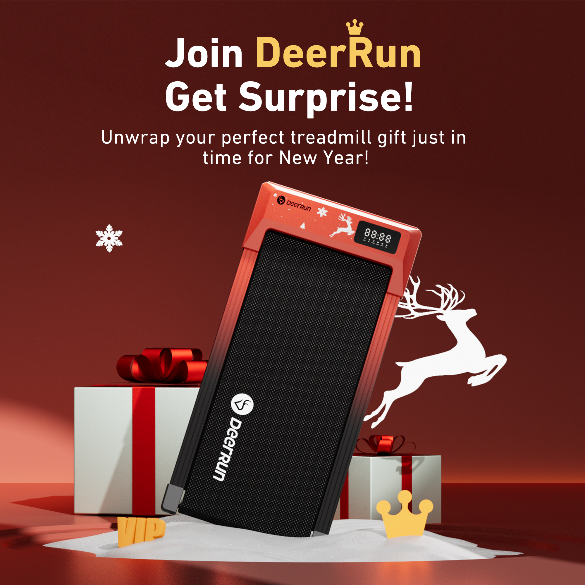 DeerRun Brand Red Under Desk Limited Edition Treadmill with Remote Control - Only Sold on Official Store