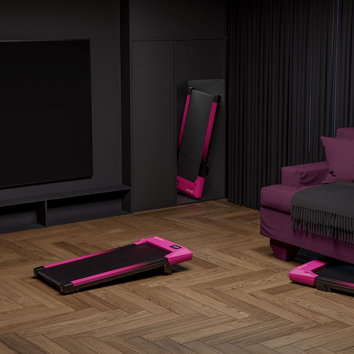 Valentine's Gift 7% Incline Under-Desk Walking Pad Treadmill - Black Pink