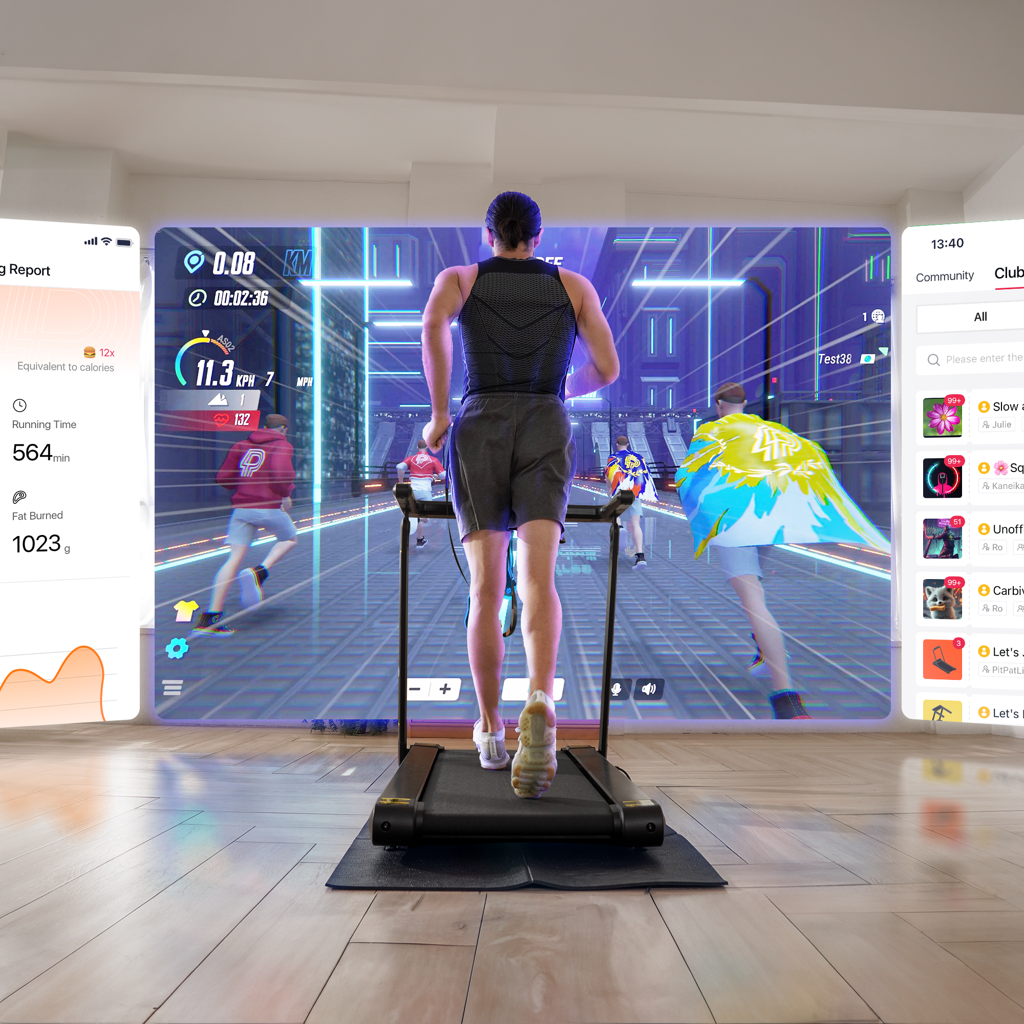 DeerRun X20 Treadmill with 15% Auto Incline Full Running Deck Treadmill Support Bluetooth & Remote Wireless Control