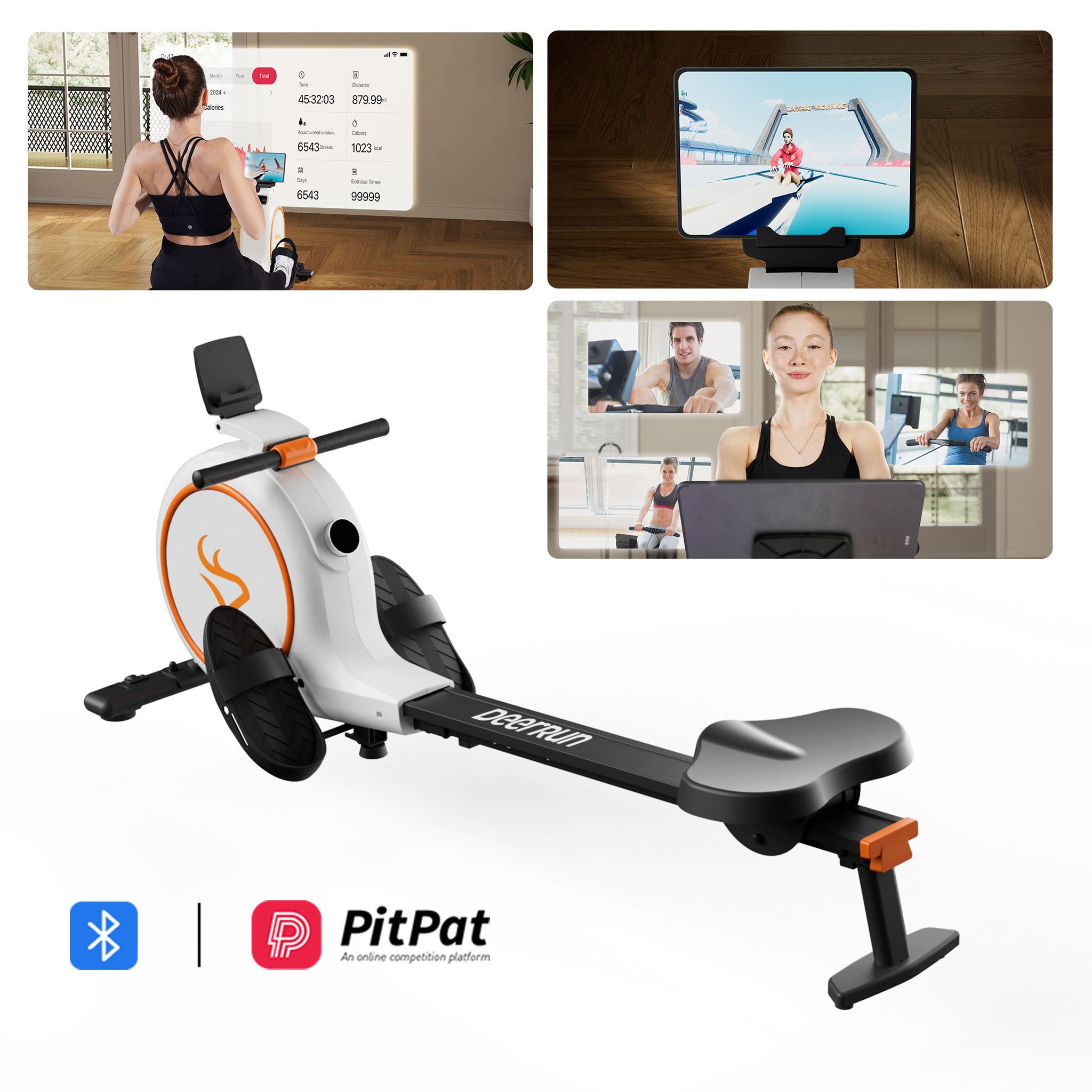 DeerRun RW600 Adjustable Magnetic Resistance Long Slide Rail Smart Row