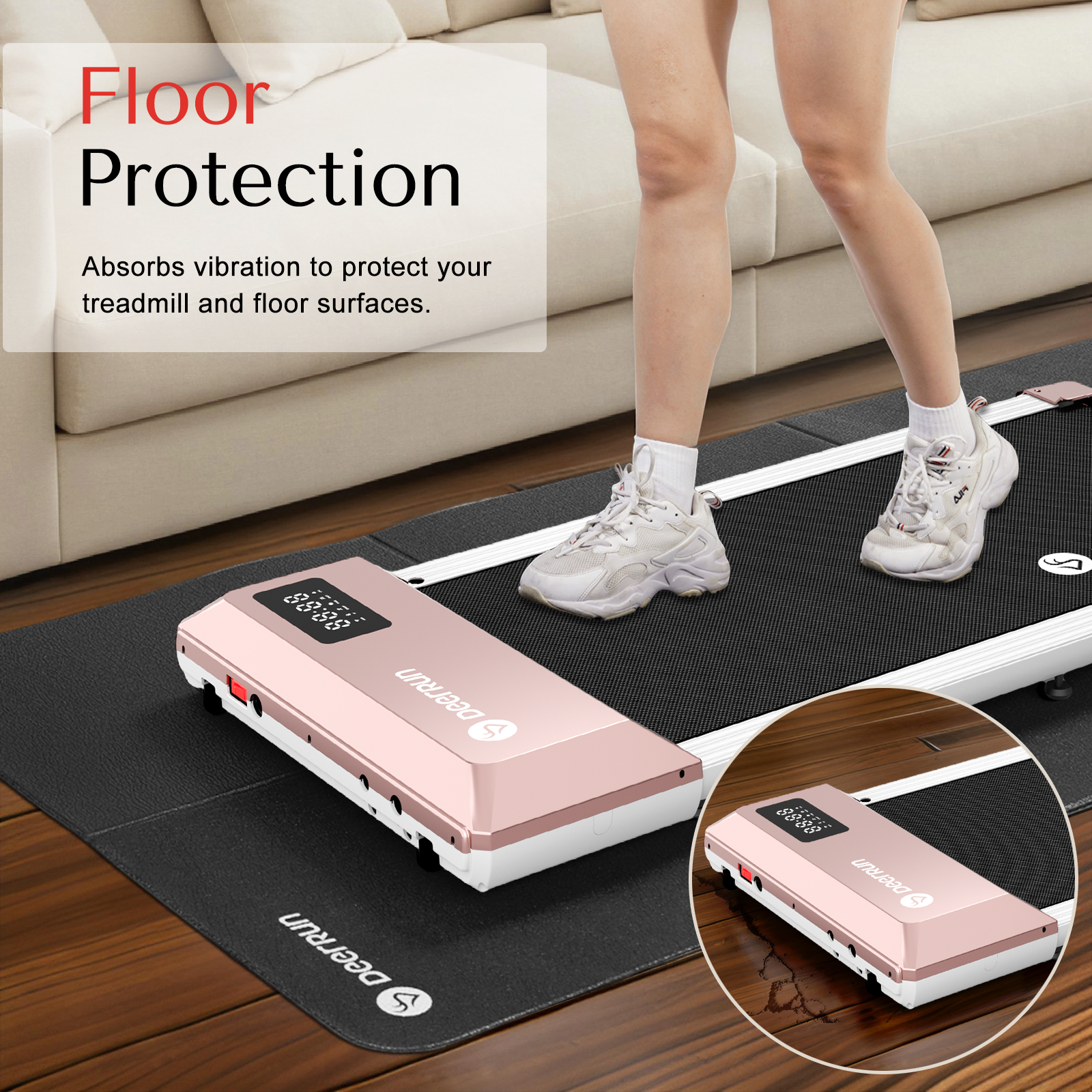 Walking Pad Foldable Treadmill Mat 70x24in Anti-Vibration Floor