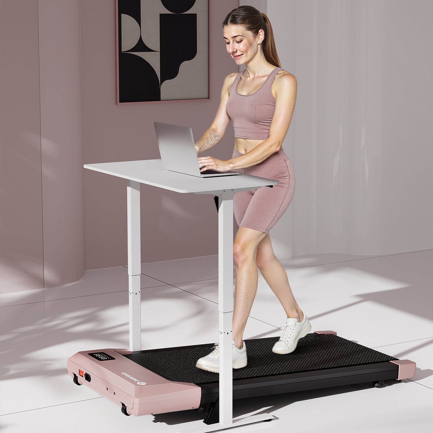 DeerRun Q2 Urban Plus Smart Walking Pad with 7% Incline for Better Training Rose Gold