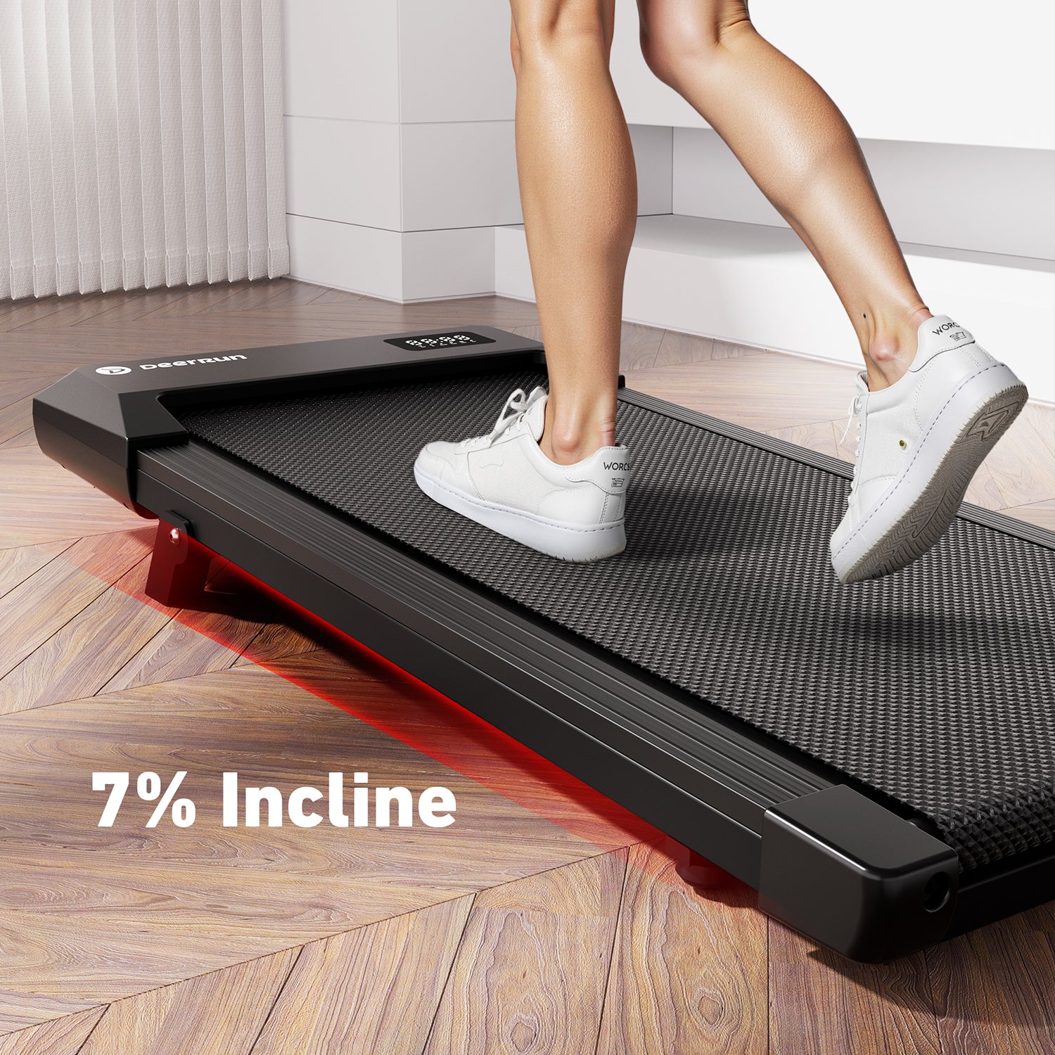 DeerRun Q2 Urban 7% Incline Smart Walking Pad Treadmill with Remote Control Black