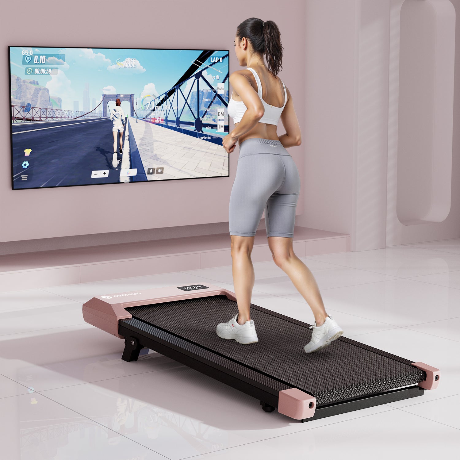 DeerRun Q2 Urban 7% Incline Smart Walking Pad Treadmill with Remote Control Rose Gold
