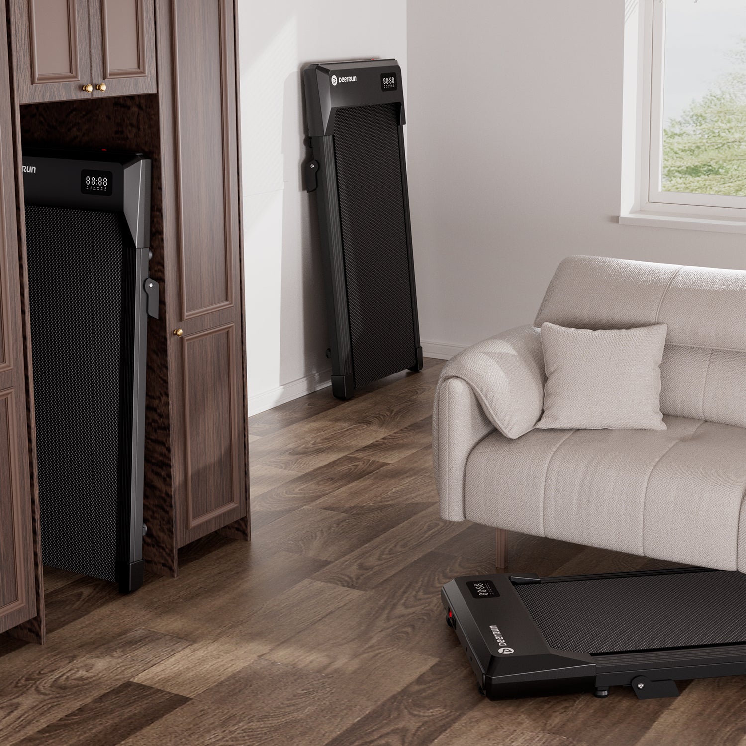 DeerRun Q2 Urban 7% Incline Smart Walking Pad Treadmill with Remote Control Black