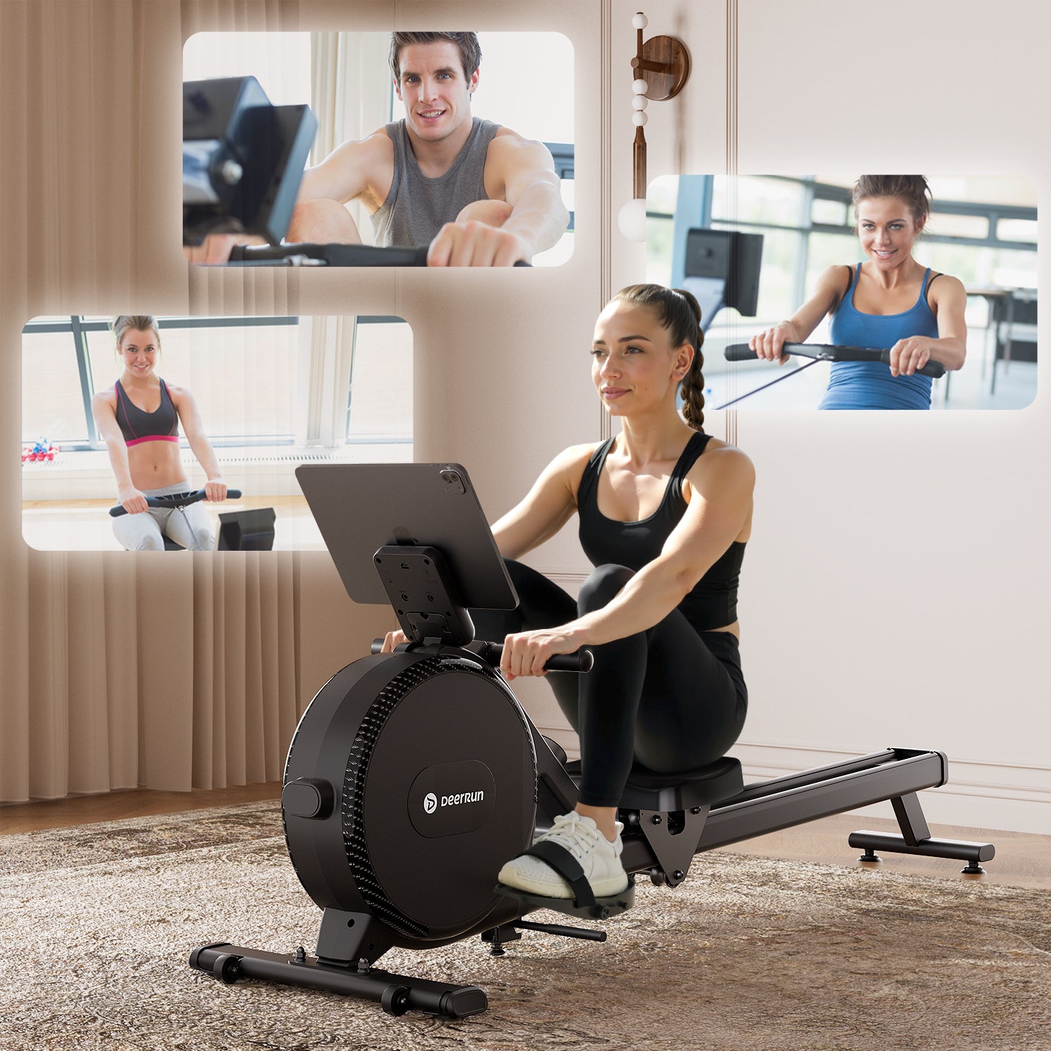 DeerRun R1 Pro Ultra-Quiet 32-Level Magnetic Resistance Smart Rower for Home