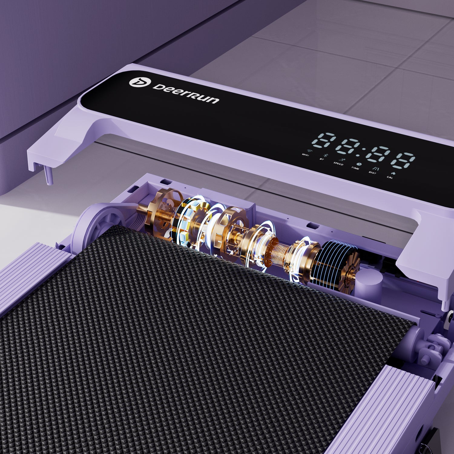 2026 New A6 Plus Handbar 5% Incline 2 in 1 Foldable Treadmill with Whole Screen Upgraded Chip & NFC Support | 300Lbs, 7.5Mph, Purple