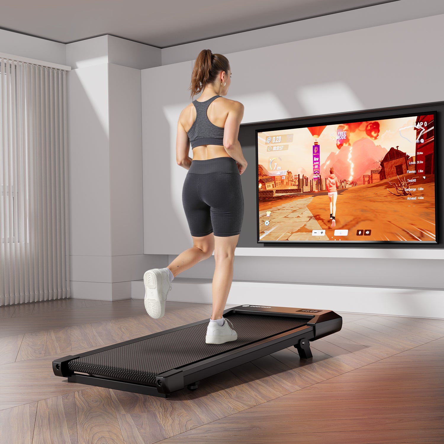 DeerRun Q2 Urban 7% Incline Smart Walking Pad Treadmill with Remote Control Black