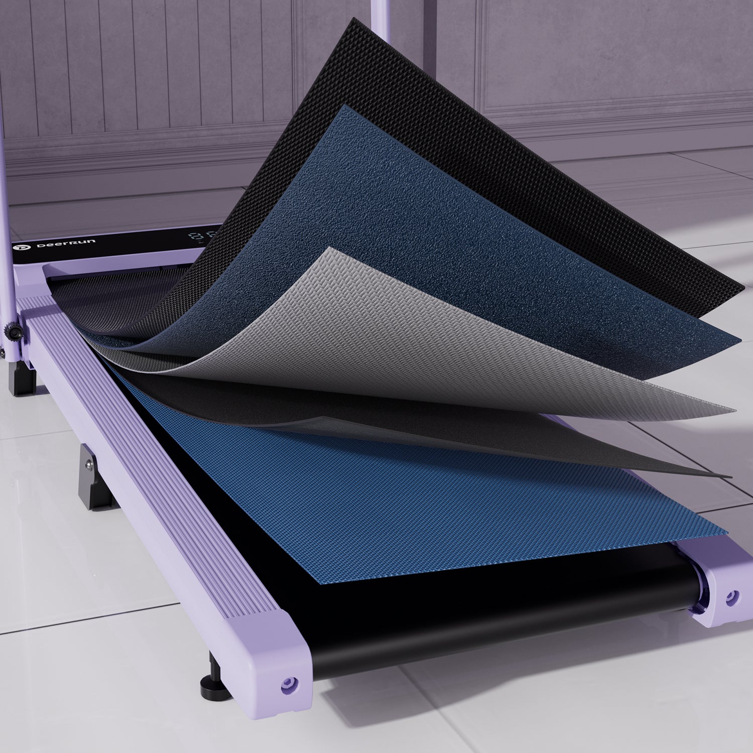 2026 New A6 Plus Handbar 5% Incline 2 in 1 Foldable Treadmill with Whole Screen Upgraded Chip & NFC Support | 300Lbs, 7.5Mph, Purple