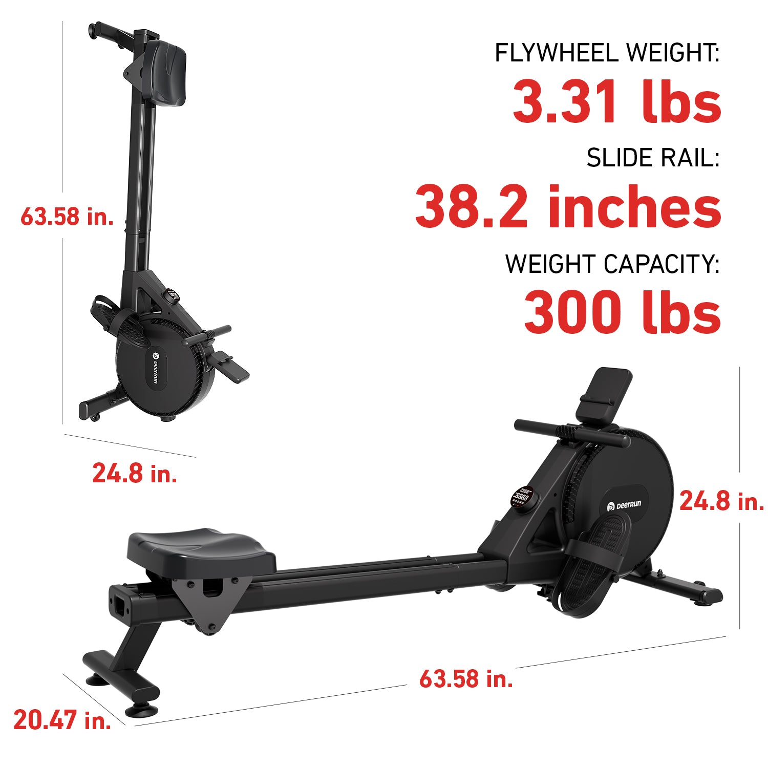 DeerRun R1 Pro Ultra-Quiet 32-Level Magnetic Resistance Smart Rower for Home