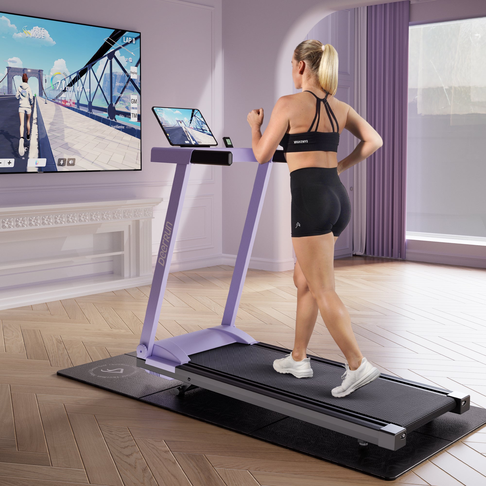 DeerRun A1 Pro Move+  6% Incline Foldable Treadmill——Upgraded Chip & NFC Support | 350Lbs, 10mph Dreamy Violet