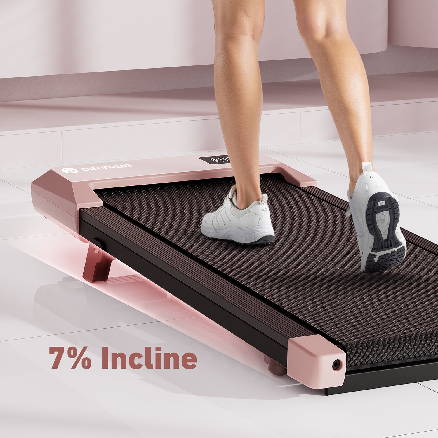 DeerRun Q2 Urban 7% Incline Smart Walking Pad Treadmill with Remote Control Rose Gold