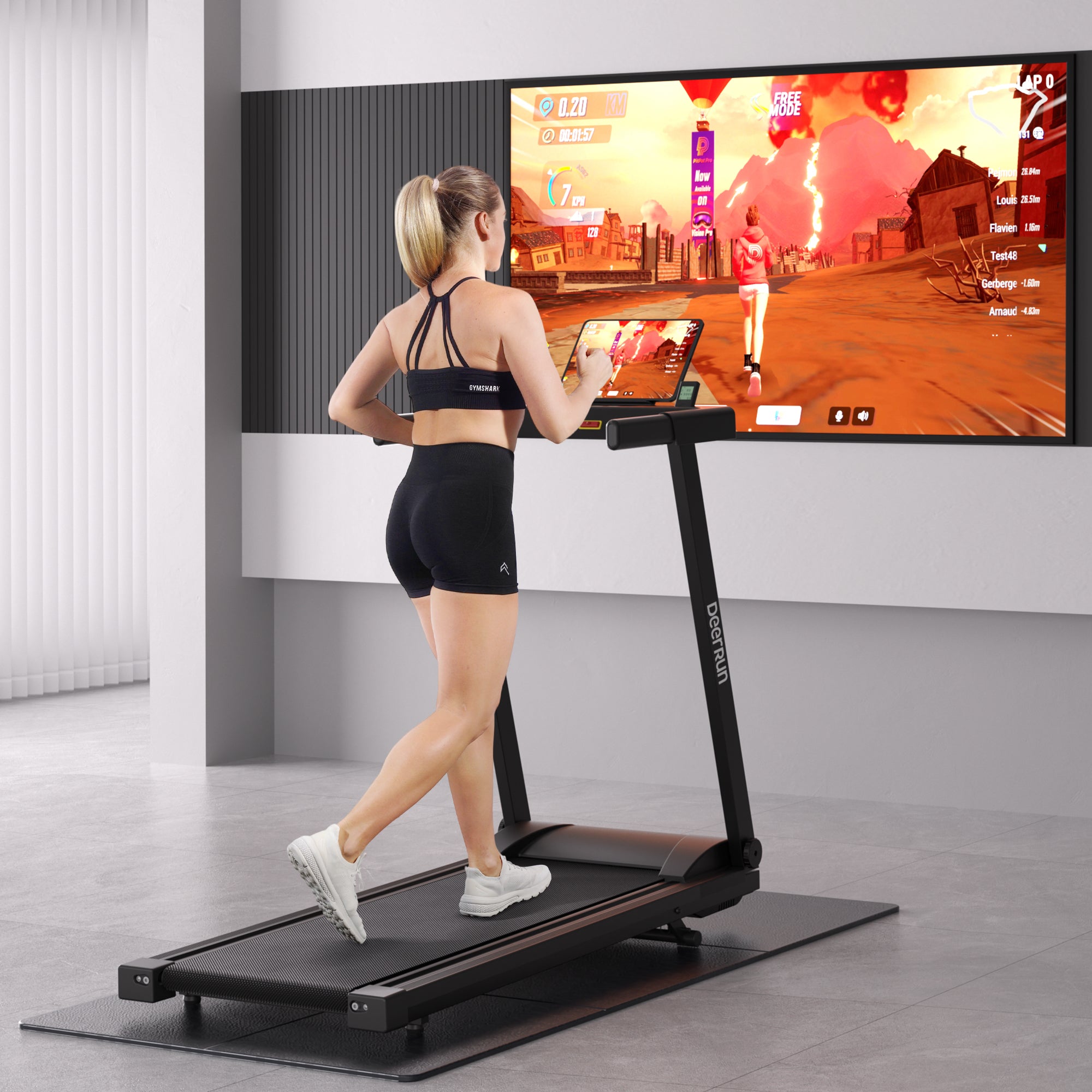 DeerRun All-New 2026 A1 Pro Move+ Smart Foldable Treadmill with 6% Incline & NFC | 350Lbs, 10mph, Black