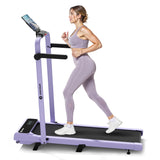 2026 New A6 Plus Handle 5% Incline 2 in 1 Foldable Treadmill with Whole Screen Upgraded Chip & NFC Support | 300 lbs, 7.5 mph, Purple