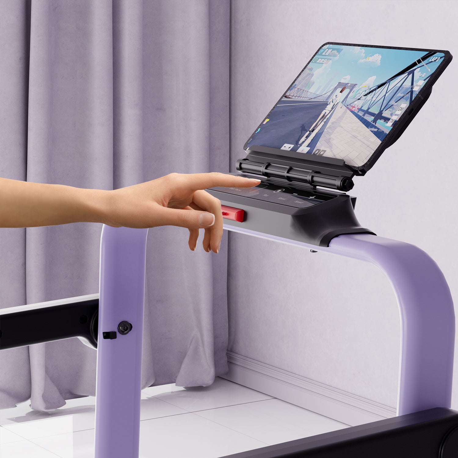 2026 New A6 Plus Handbar 5% Incline 2 in 1 Foldable Treadmill with Whole Screen Upgraded Chip & NFC Support | 300Lbs, 7.5Mph, Purple