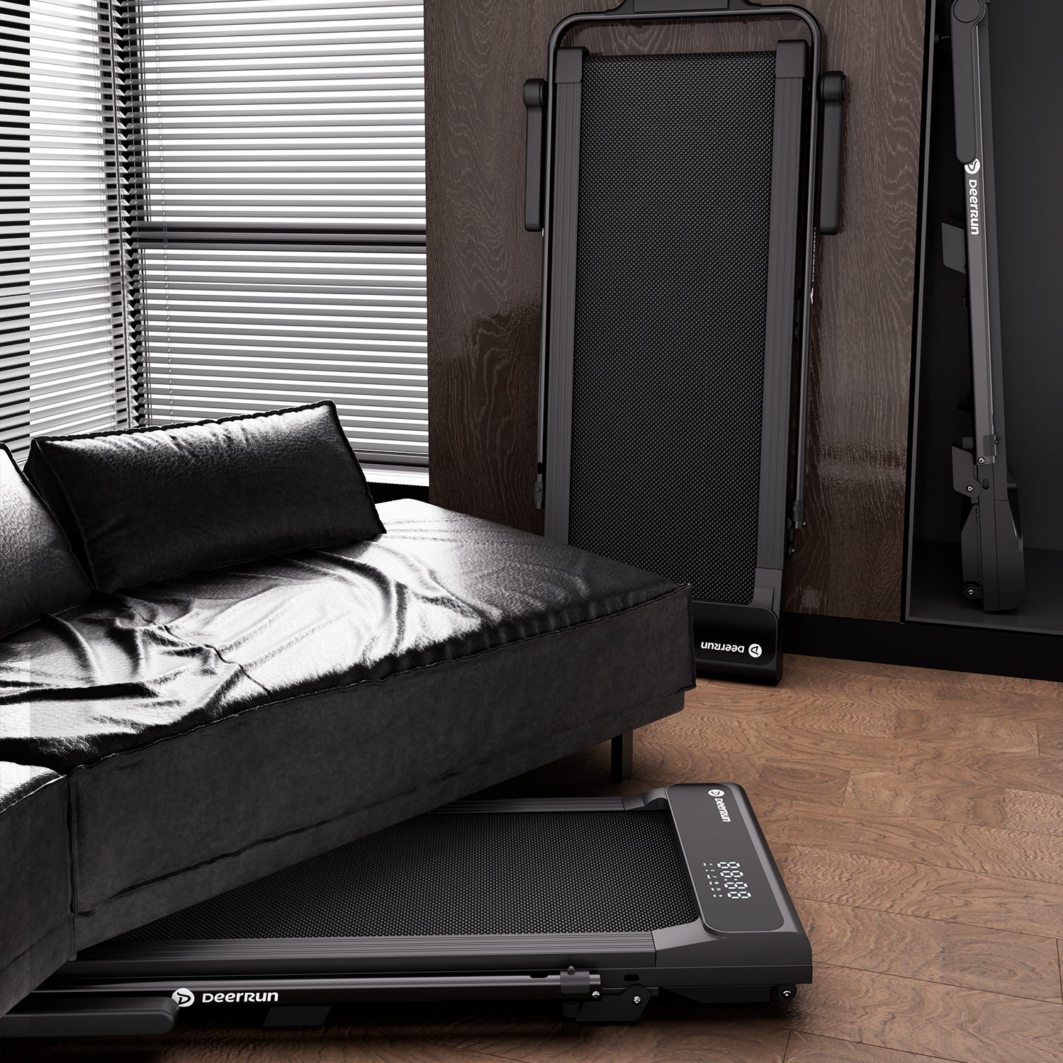 2026 New A6 Plus Handle 5% Incline 2 in 1 Foldable Treadmill with Whole Screen Upgraded Chip & NFC Support | 300 lbs, 7.5 mph, Black