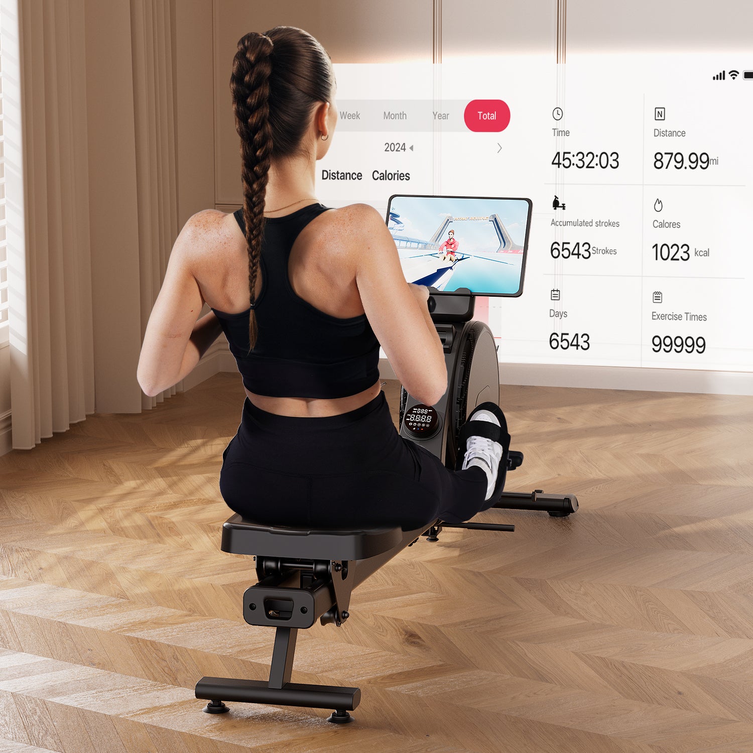 DeerRun R1 Pro Ultra-Quiet 32-Level Magnetic Resistance Smart Rower for Home