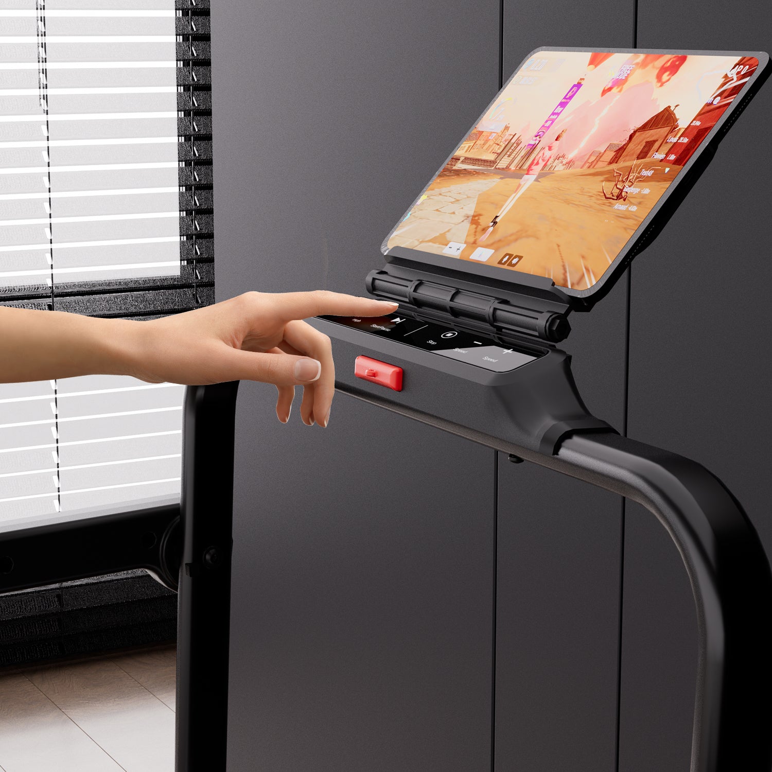 2026 New A6 Plus Handle 5% Incline 2 in 1 Foldable Treadmill with Whole Screen Upgraded Chip & NFC Support | 300 lbs, 7.5 mph, Black