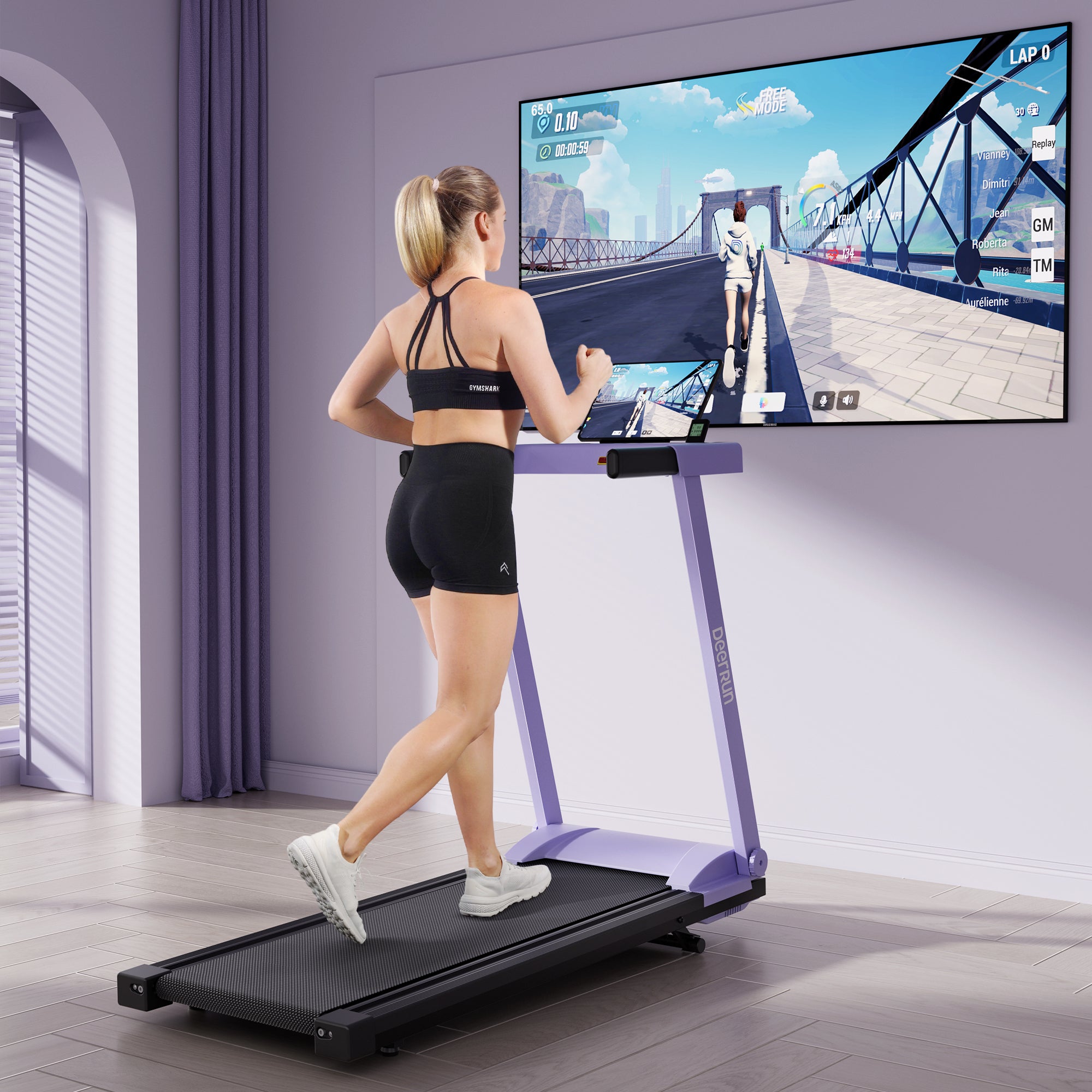 DeerRun A1 Pro Move+  6% Incline Foldable Treadmill——Upgraded Chip & NFC Support | 350Lbs, 10mph Dreamy Violet