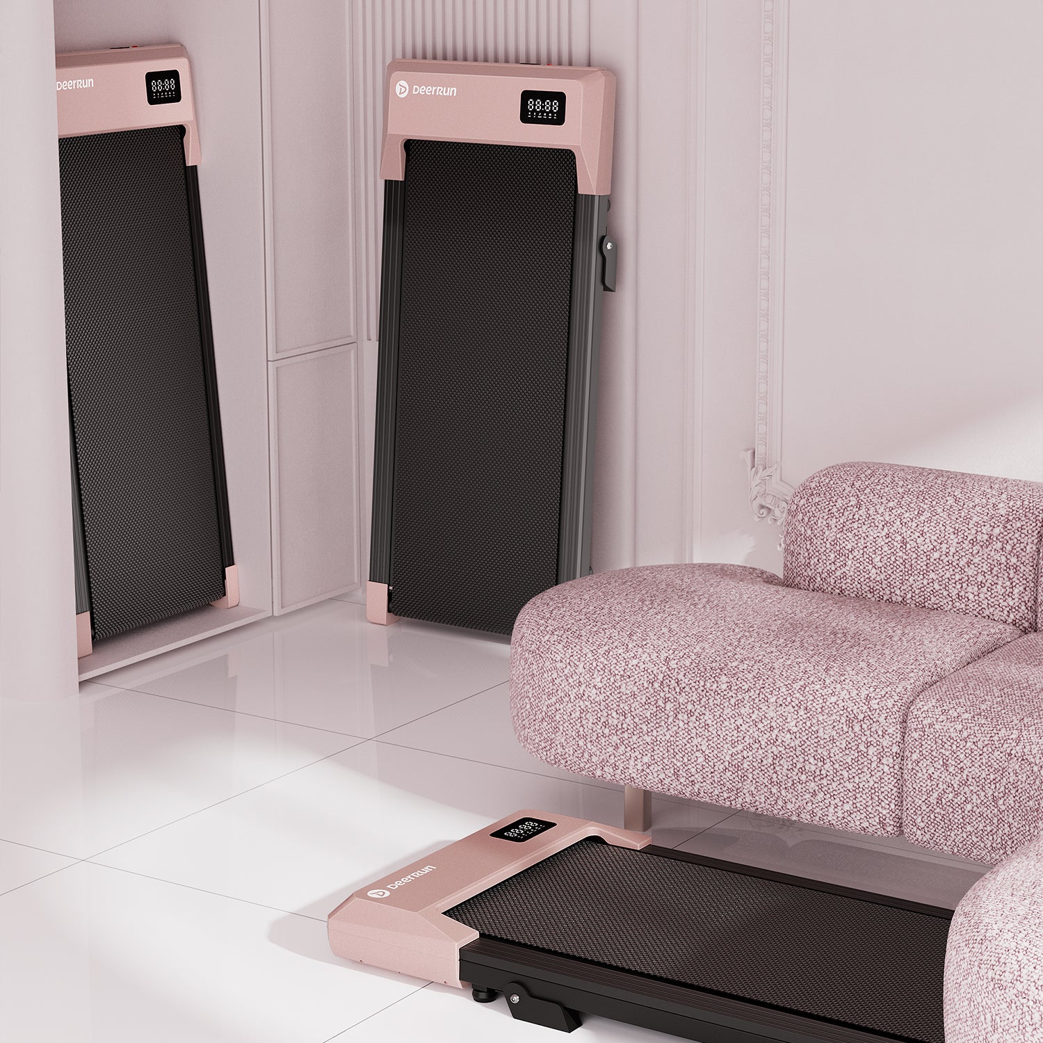 DeerRun Q2 Urban 7% Incline Smart Walking Pad Treadmill with Remote Control Rose Gold